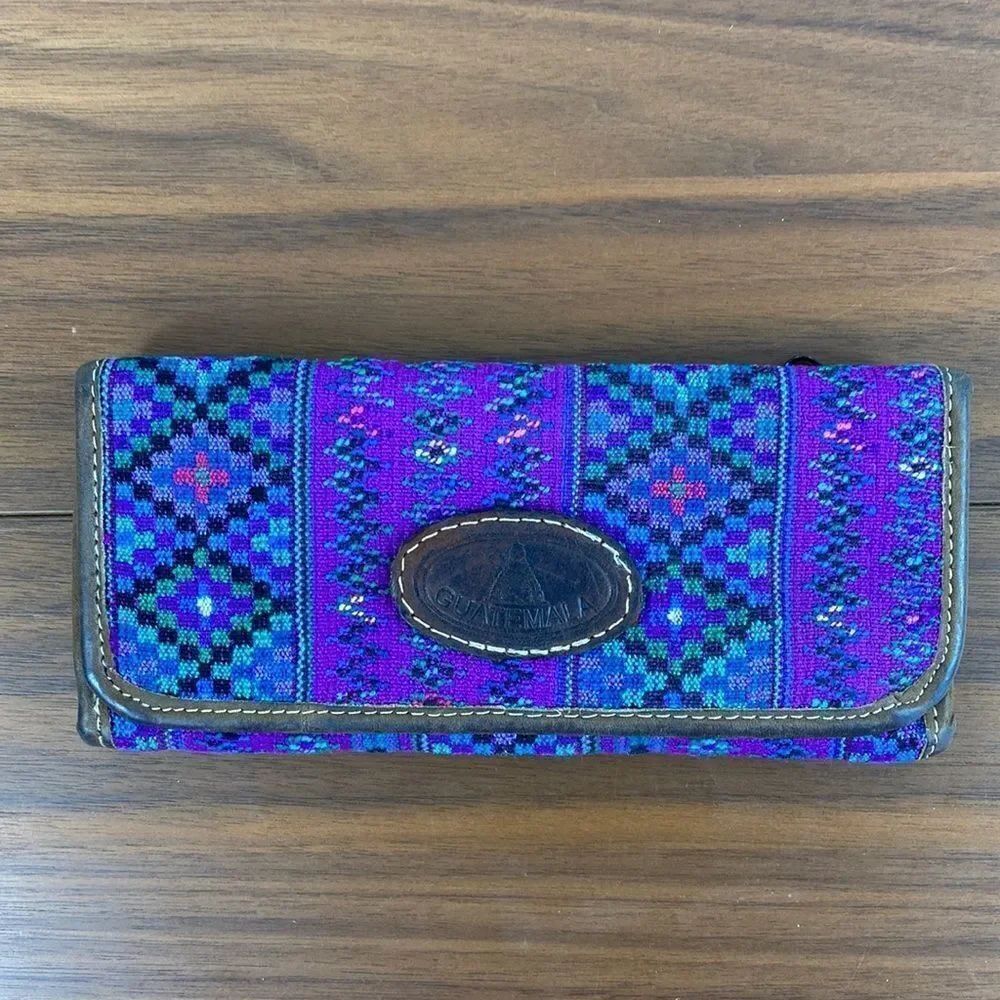 Guatemala multicolored trifold handmade wallet.